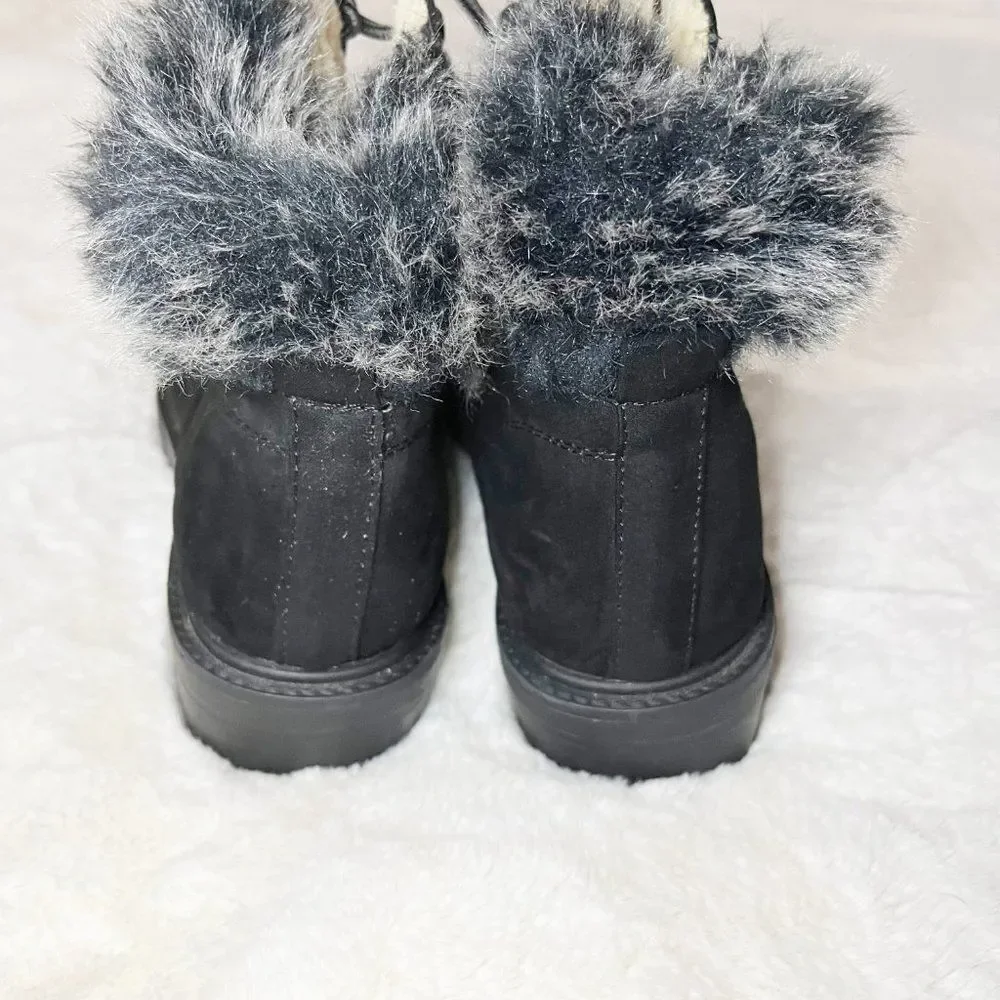 Merona Black Faux Fur Tipped Boots Size‎ 8
